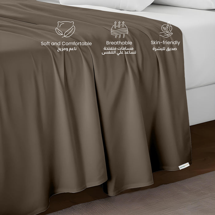 Flat Sheet Soft Single 160x220cm-Khaki