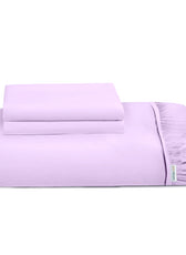 3 Piece Fitted Sheet Set Super Soft Light Purple Single Size 120x200+25cm with 2 Pillow Case - Cotton Home