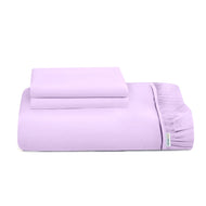 3 Piece Fitted Sheet Set Super Soft Light Purple King Size 180x200+30cm with 2 Pillow Case