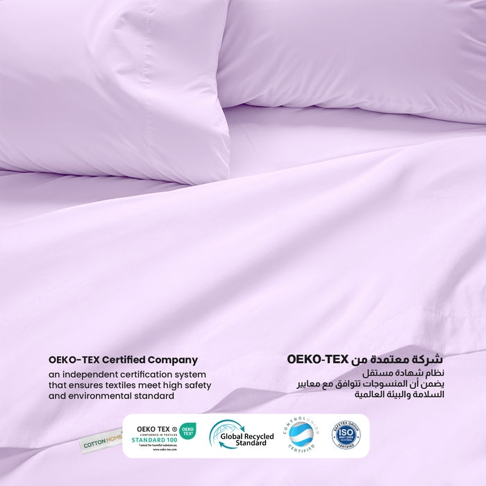 3 Piece Flat Sheet Set Super Soft Purple Single Size 160x220 with 2 Pillow Case