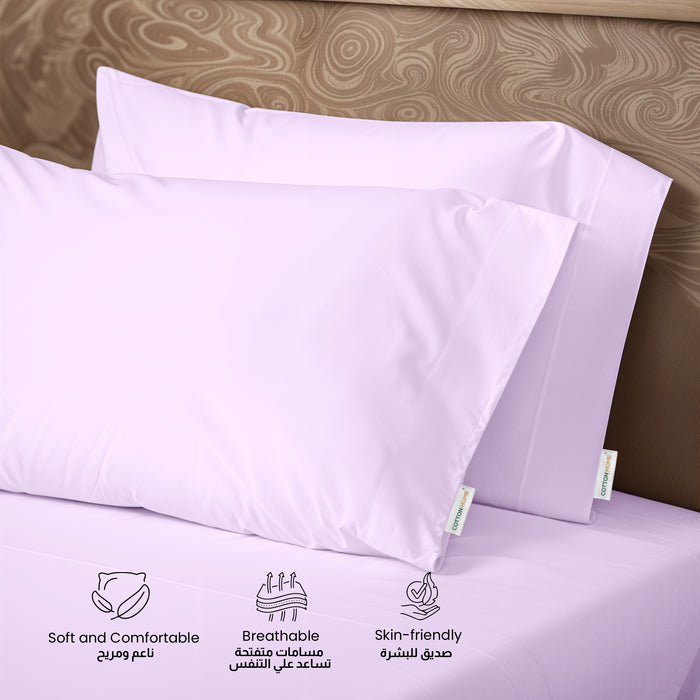 3 Piece Flat Sheet Set Super Soft Purple Single Size 160x220 with 2 Pillow Case