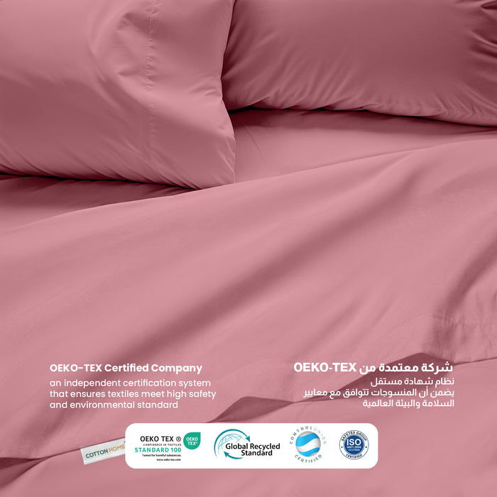 3 Piece Flat Sheet Set Super Soft Mauve Single Size 160x220 with 2 Pillow Case