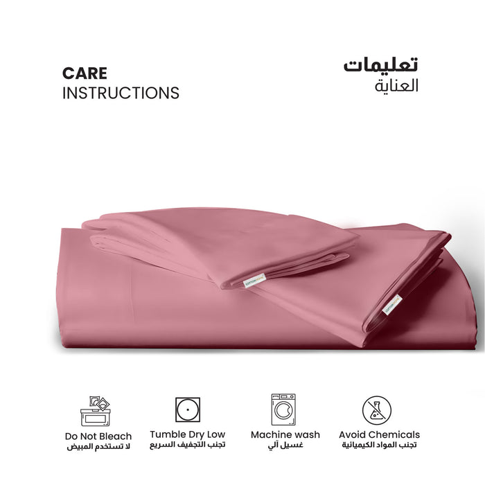 3 Piece Flat Sheet Set Super Soft Mauve Super King Size 240x260 with 2 Pillow Case