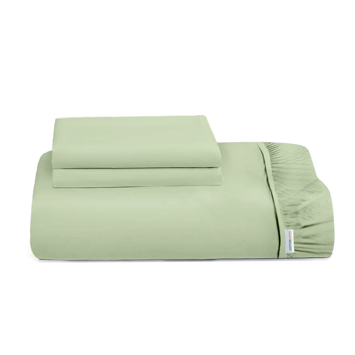 3 Piece Fitted Sheet Set Super Soft Mint Green King Size 180x200+30cm with 2 Pillow Case
