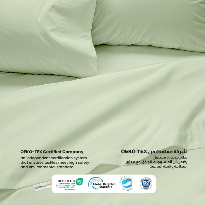 3 Piece Flat Sheet Set Super Soft Mint Green Single Size 160x220 with 2 Pillow Case