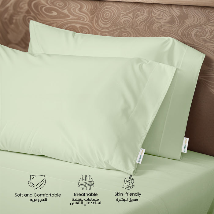 3 Piece Flat Sheet Set Super Soft Mint Green Single Size 160x220 with 2 Pillow Case