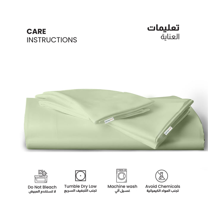 3 Piece Flat Sheet Set Super Soft Mint Green Single Size 160x220 with 2 Pillow Case