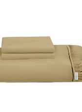 3 Piece Fitted Sheet Set Super Soft Mustard Single Size 120x200+25cm with 2 Pillow Case - Cotton Home