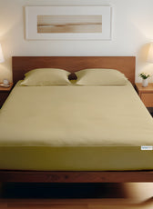 3 Piece Fitted Sheet Set Super Soft Mustard Single Size 120x200+25cm with 2 Pillow Case - Cotton Home