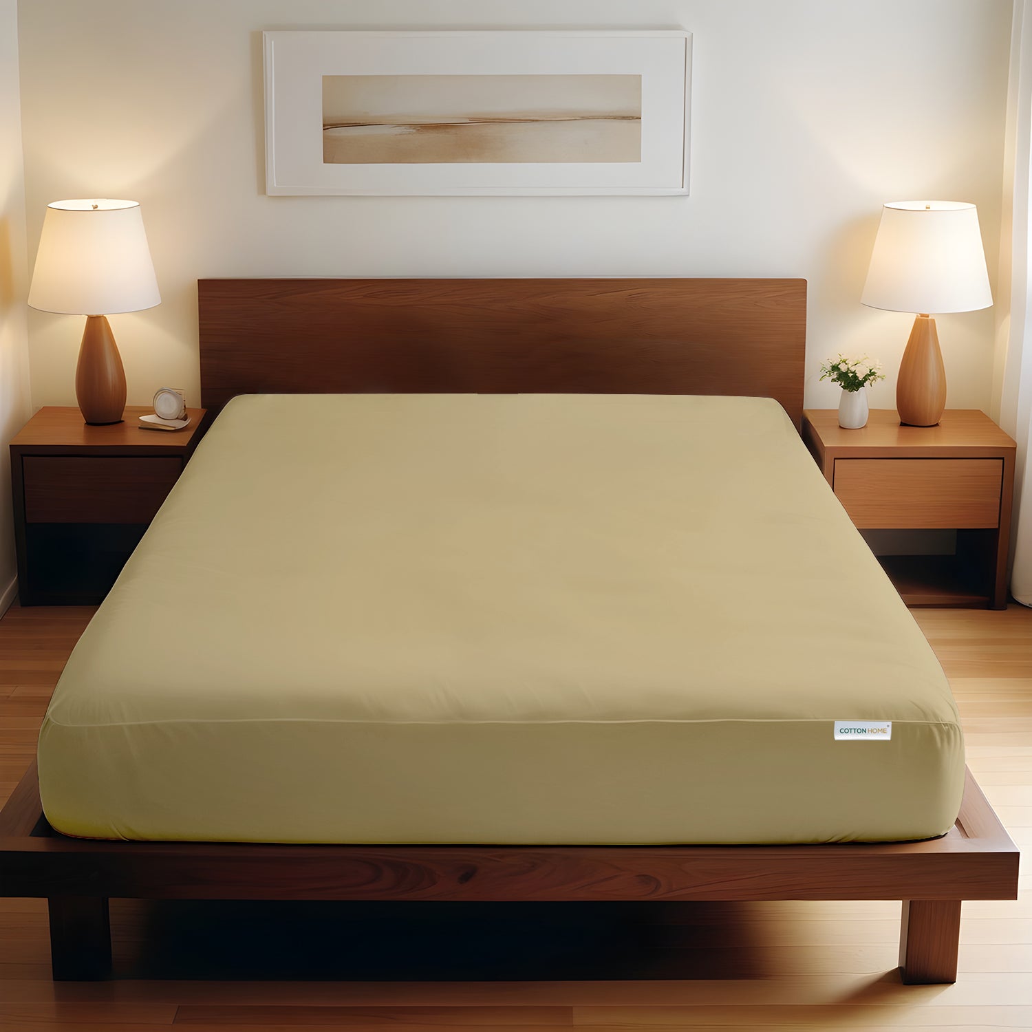 Premium Quality Super Soft Mustard Fitted sheet 120x200+25 cm with Deep Pockets