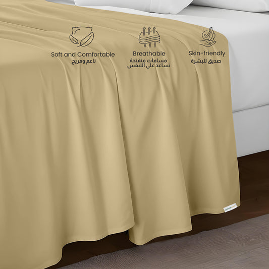 Flat Sheet Super Soft King 220x240cm-Mustard