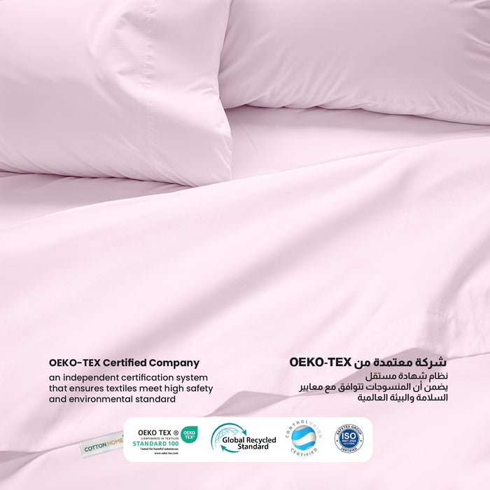 3 Piece Flat Sheet Set Super Soft Pink Single Size 160x220 with 2 Pillow Case