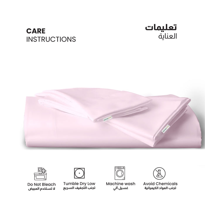 3 Piece Flat Sheet Set Super Soft Pink Single Size 160x220 with 2 Pillow Case