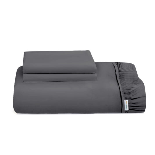 3 Piece Fitted Sheet Set Super Soft Silver Twin Size 160x200+30cm with 2 Pillow Case - Cotton Home