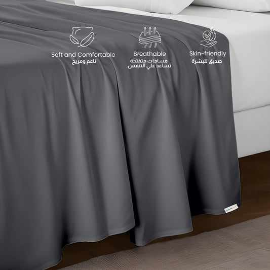 Flat Sheet Soft Single 160x220cm-Silver
