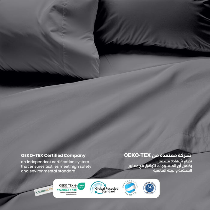 3 Piece Flat Sheet Set Super Soft Silver Queen Size 200x220 with 2 Pillow Case