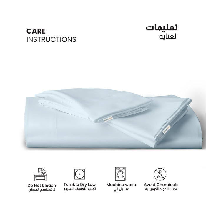 3 Piece Flat Sheet Set Super Soft Sky Blue Single Size 160x220 with 2 Pillow Case