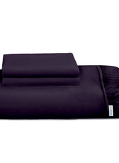 3 Piece Fitted Sheet Set Super Soft Dark Purple King Size 120x200+25cm with 2 Pillow Case - Cotton Home