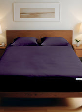 3 Piece Fitted Sheet Set Super Soft Dark Purple King Size 120x200+25cm with 2 Pillow Case - Cotton Home