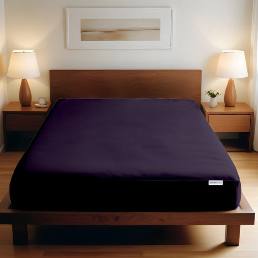 Super Soft Single Fitted Sheet 90x200+20 CM Violet with Deep Pockets - Cotton Home