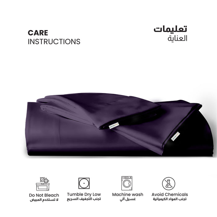 3 Piece Flat Sheet Set Super Soft Dark Purple Queen Size 200x220 with 2 Pillow Case