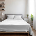 3 Piece Flat Sheet Set Super Soft White Queen Size 200x220 with 2 Pillow Case