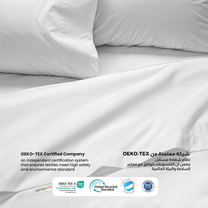 3 Piece Flat Sheet Set Super Soft White Queen Size 200x220 with 2 Pillow Case