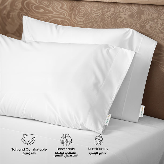 3 Piece Flat Sheet Set Super Soft White Queen Size 200x220 with 2 Pillow Case