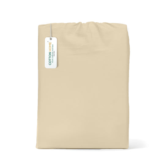 Egyptian Cotton Single Size Beige Fitted Sheet 90X200+20CM with Pillow Case - Cotton Home