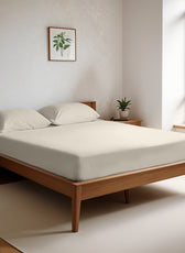Egyptian Cotton Queen Size Ivory Fitted Sheet 180X200+30CM with Pillow Case - Cotton Home