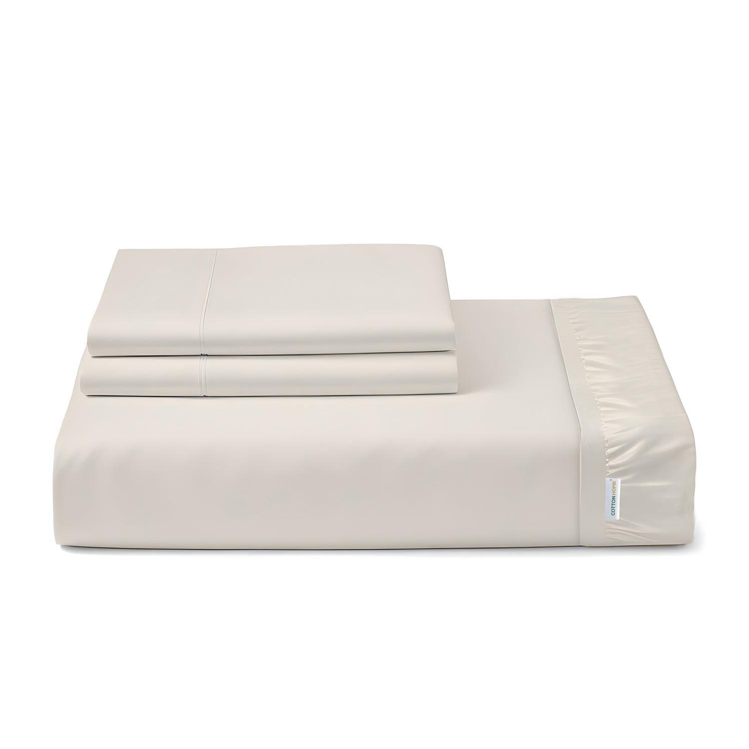 100% Cotton Fitted Sheet 200X200+30CM - Cotton Home - Sateen Cream