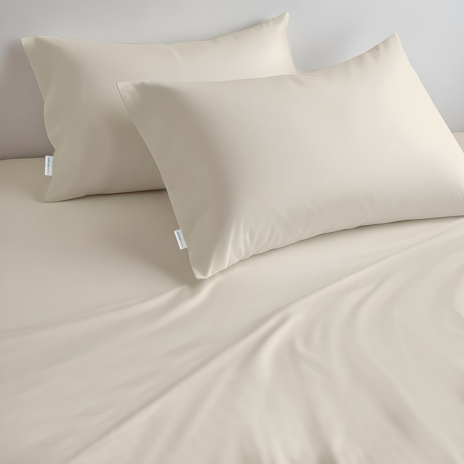 100% Cotton Fitted Sheet 180X200+30CM - Cotton Home - Sateen Cream