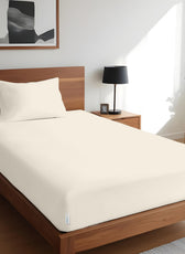 Egyptian Cotton Single Size Ivory Fitted Sheet 90X200+20CM with Pillow Case - Cotton Home