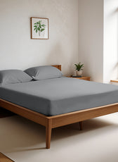 Egyptian Cotton King Size Silver Fitted Sheet 200X200+30CM with Pillow Case - Cotton Home
