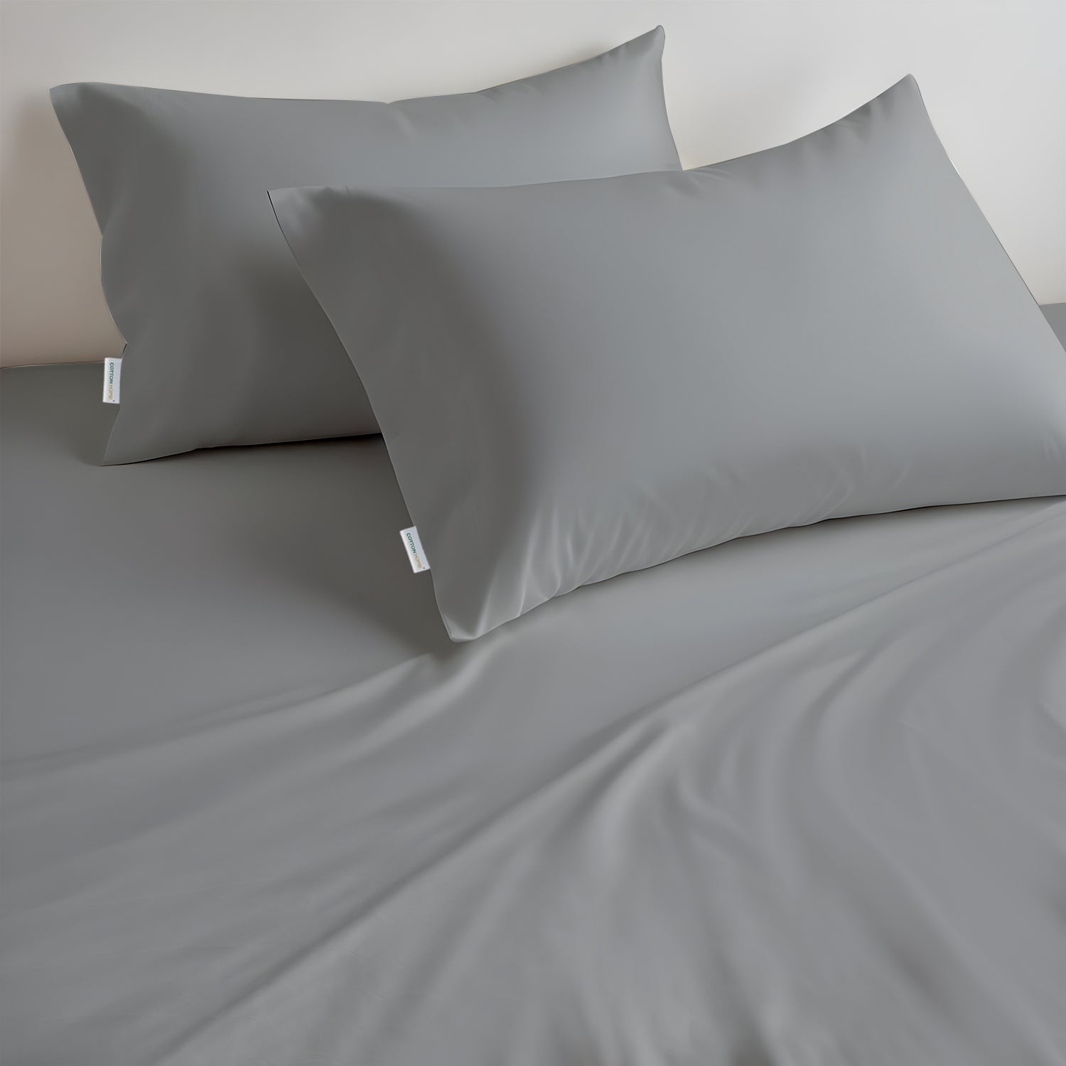 Egyptian Cotton King Size Silver Fitted Sheet 200X200+30CM with Pillow Case