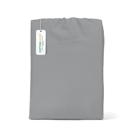 100% Cotton Fitted Sheet 200X200+30CM - Cotton Home - Sateen Silver