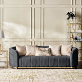 Fiona 3 Seater Velvet  Sofa -Ivory   - L247cm x W94cm x H81cm