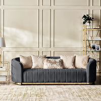 Fiona 3 Seater Velvet  Sofa -Ivory   - L247cm x W94cm x H81cm