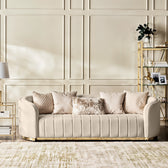 Fiona 3 Seater Velvet  Sofa -Ivory   - L247cm x W94cm x H81cm