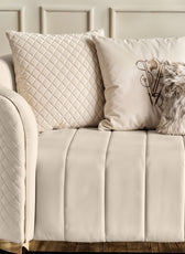 Fiona 3 Seater Velvet  Sofa -Ivory   - L247cm x W94cm x H81cm - Cotton Home