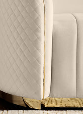 Fiona 3 Seater Velvet  Sofa -Ivory   - L247cm x W94cm x H81cm - Cotton Home