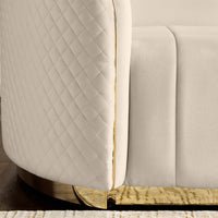 Fiona 3 Seater Velvet  Sofa -Ivory   - L247cm x W94cm x H81cm