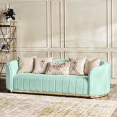 Fiona 3 Seater Velvet  Sofa - Mint Green - L247cm x W94cm x H81cm