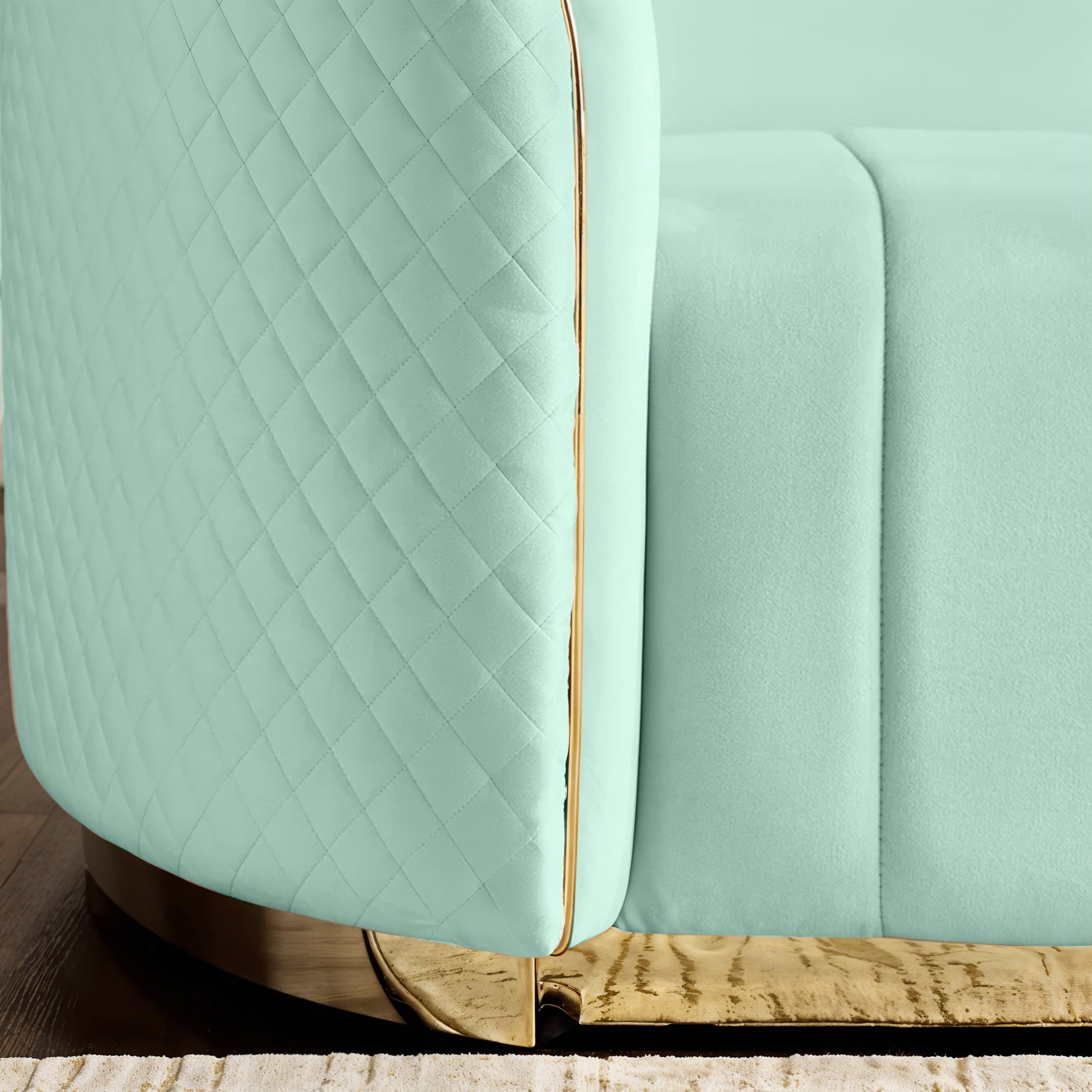 Fiona 3 Seater Velvet  Sofa - Mint Green - L247cm x W94cm x H81cm