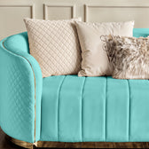 Fiona 3 Seater Velvet  Sofa - Sky Blue - L247cm x W94cm x H81cm