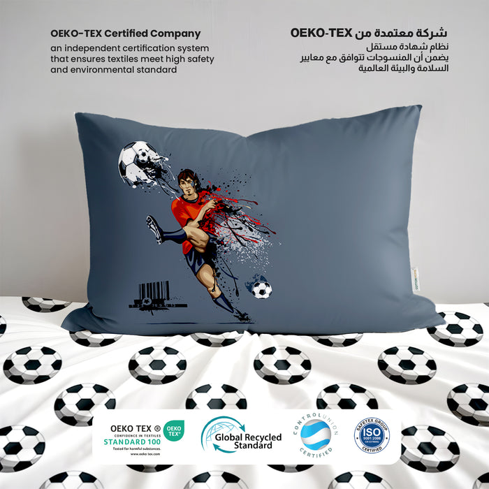 Kids Duvet Cover Set 3 Pcs - Football Print | 135x220cm | Microfiber | Cotton Home