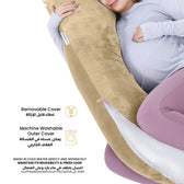 Serenity Velvet Pregnancy Pillow G-Shape Full Body Pillow  With Removable Cover Beige