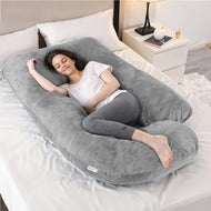 Serenity Velvet Pregnancy Pillow G-Shape Full Body Pillow  With Removable Cover Grey