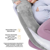 Serenity Velvet Pregnancy Pillow G-Shape Full Body Pillow  With Removable Cover Grey