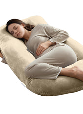 Serenity Velvet Pregnancy Pillow G-Shape Full Body Pillow  With Removable Cover Ivory - Cotton Home